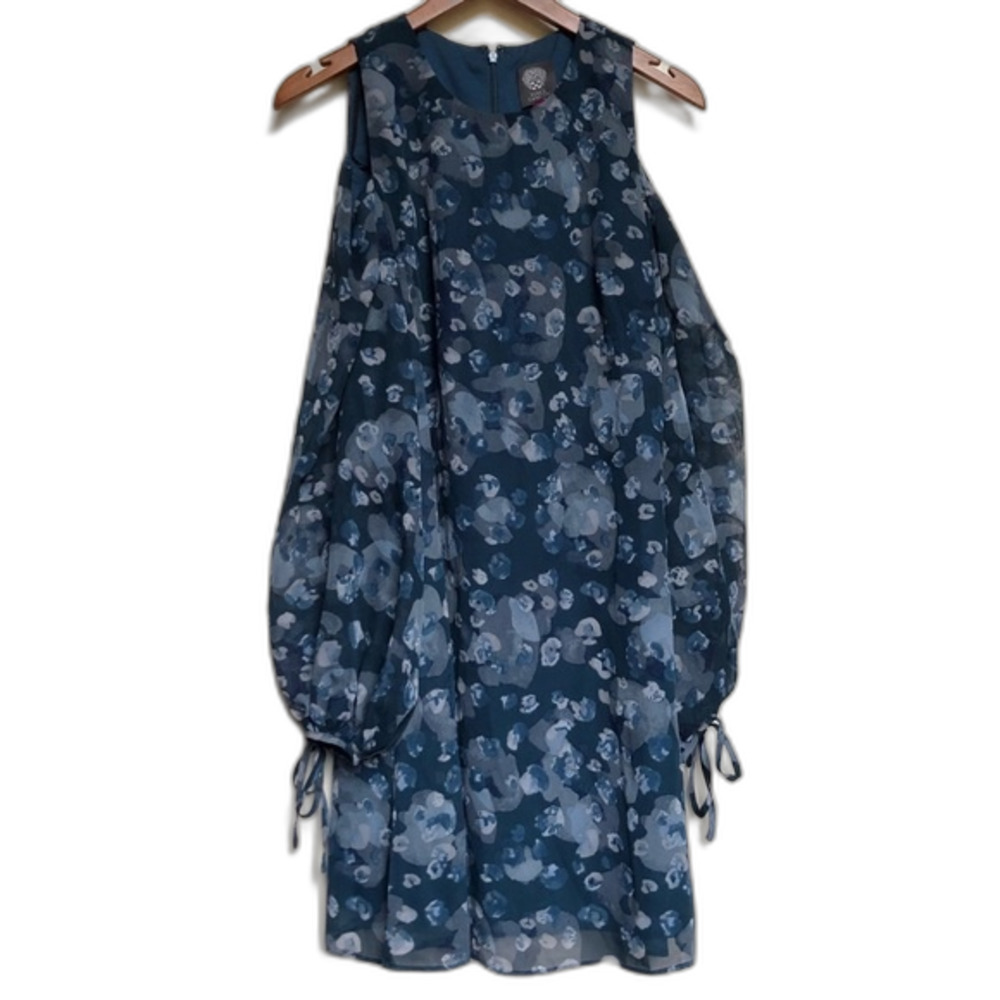 Vince Camuto Blue Cold Shoulder Floral Print Dress NWT Size 2 Coastal Chic